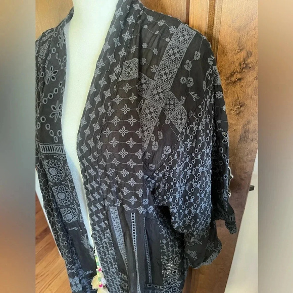 NWT Johnny Was Sanded Black Blysse Patchwork Kimono Woman Sz M Medium MSRP $445 - Picture 5 of 13